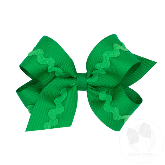 Medium Grosgrain Hair Bow with Ric-Rac Trim