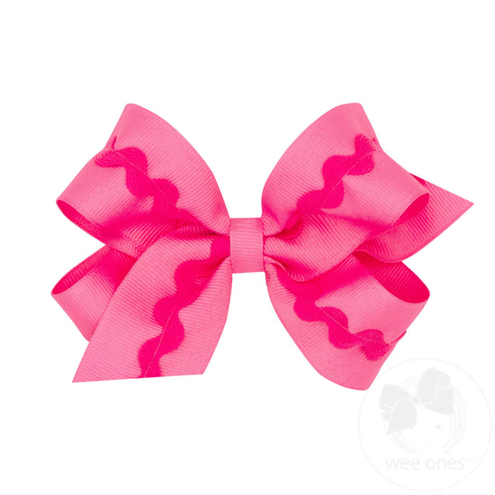 Medium Grosgrain Hair Bow with Ric-Rac Trim