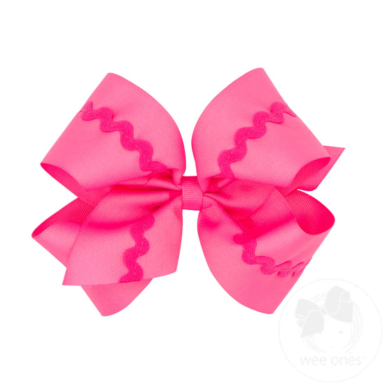 King Grosgrain Hair Bow with Ric-Rac Trim