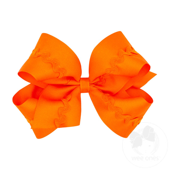 King Grosgrain Hair Bow with Ric-Rac Trim
