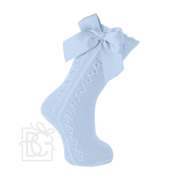 Scottish Yarn Openwork Bow Kneehigh Socks