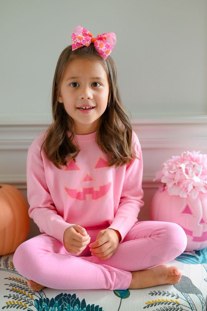 Medium Pink Halloween Print Grosgrain Hair Bow