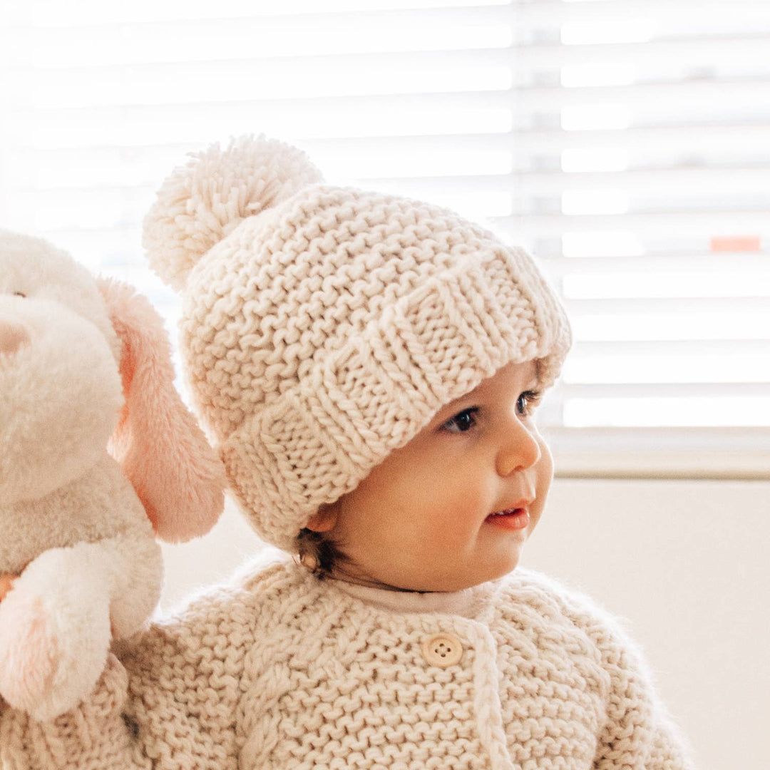 Huggalugs - Natural Garter Stitch Beanie Baby &amp; Kids