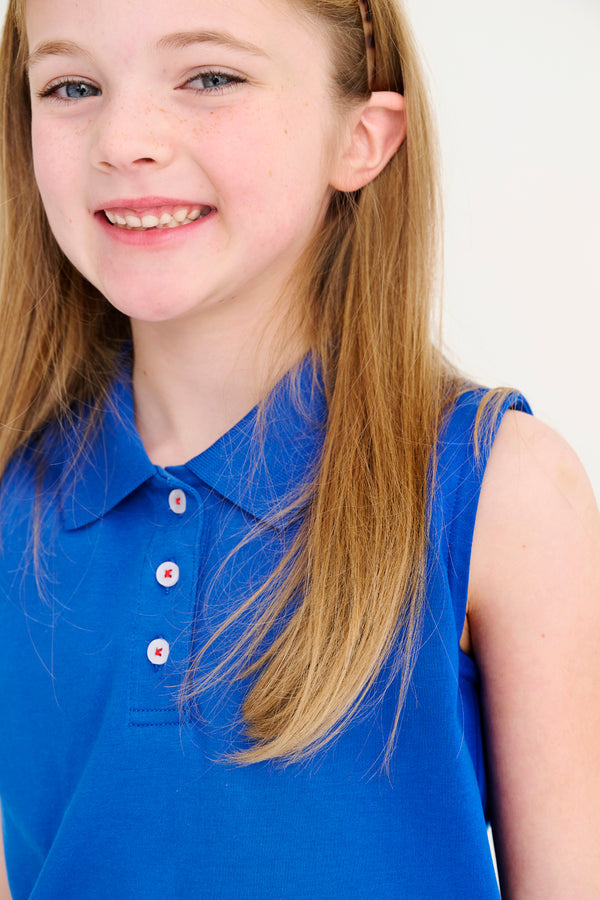 Sleeveless Anna Price Polo Rockefeller Royal Blue with Richmond Red Stork