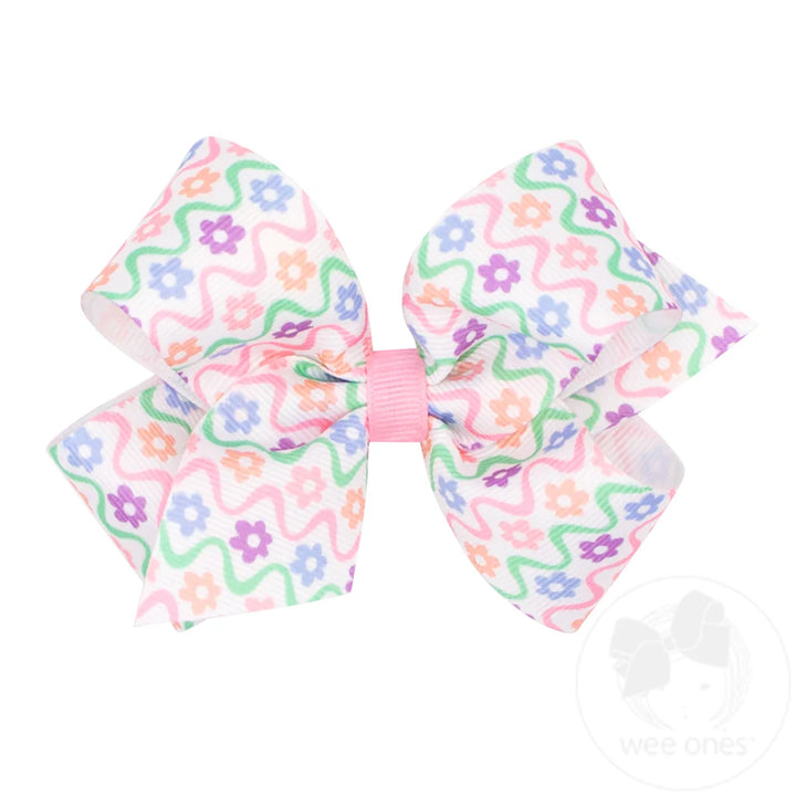 Mini Assorted Easter Print W/Embroidered Bow