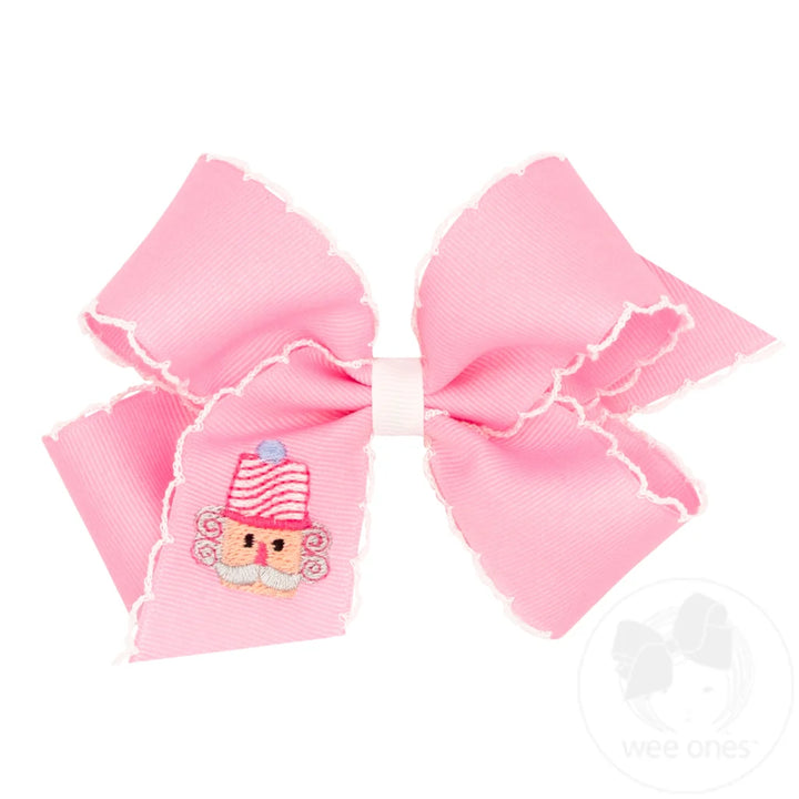Medium Moonstitch Christmas Embroidery Hair Bow