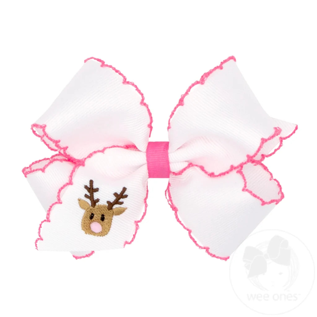Medium Moonstitch Christmas Embroidery Hair Bow
