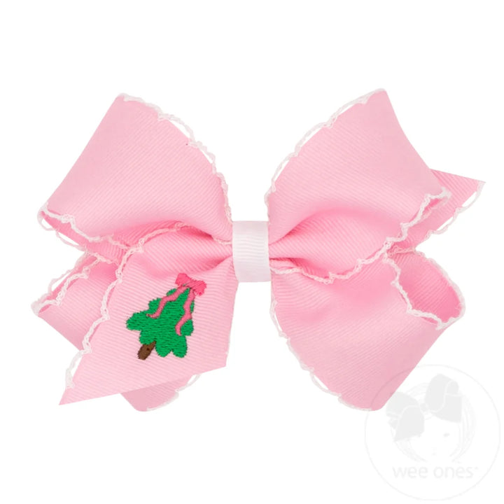 Medium Moonstitch Christmas Embroidery Hair Bow