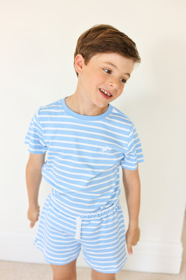 Carter Crewneck Pocket - Sarasota Sky Stripe/Worth Ave White