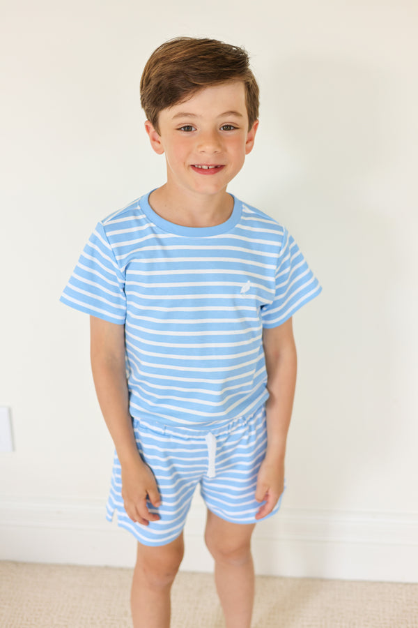 Carter Crewneck Pocket - Sarasota Sky Stripe/Worth Ave White