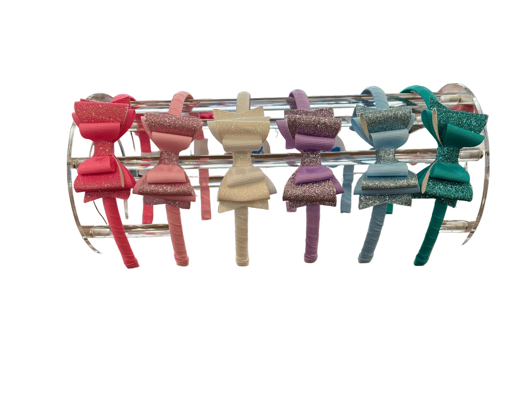 Medium Glitter/Grosgrain Stacked Bow Headband
