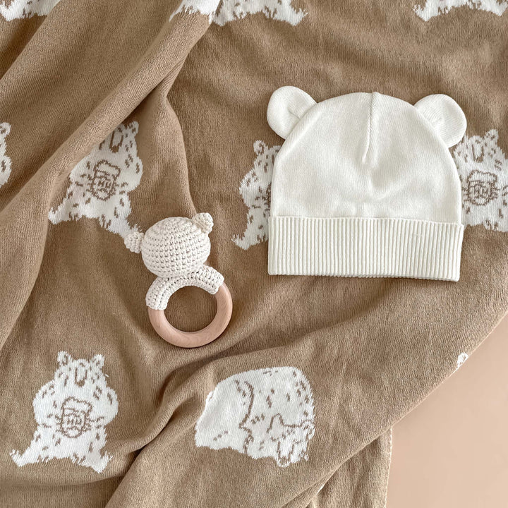 Teether Bear Cotton Rattle Baby Newborn Gift Toy
