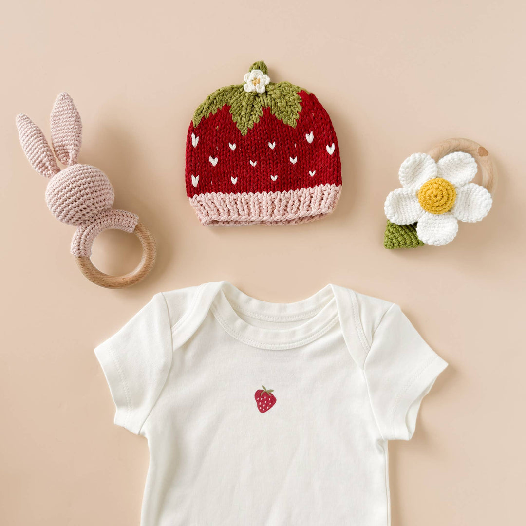 Teether Bunny Pink Easter Rattle Spring Summer Baby Gift