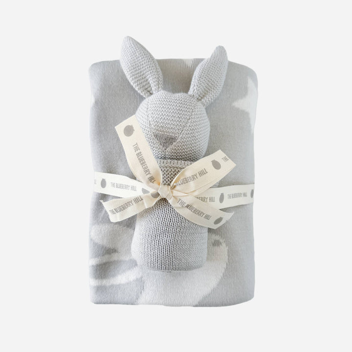 Set Star Moon Bunny Blanket Lovey Gift Baby Shower Organic