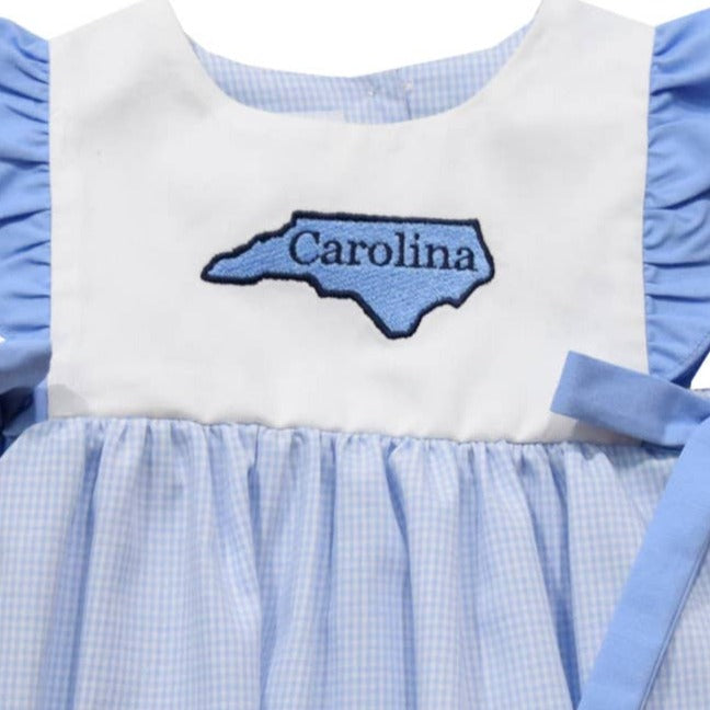 Carolina Embroidery Light Blue Gingham Girls Bubble