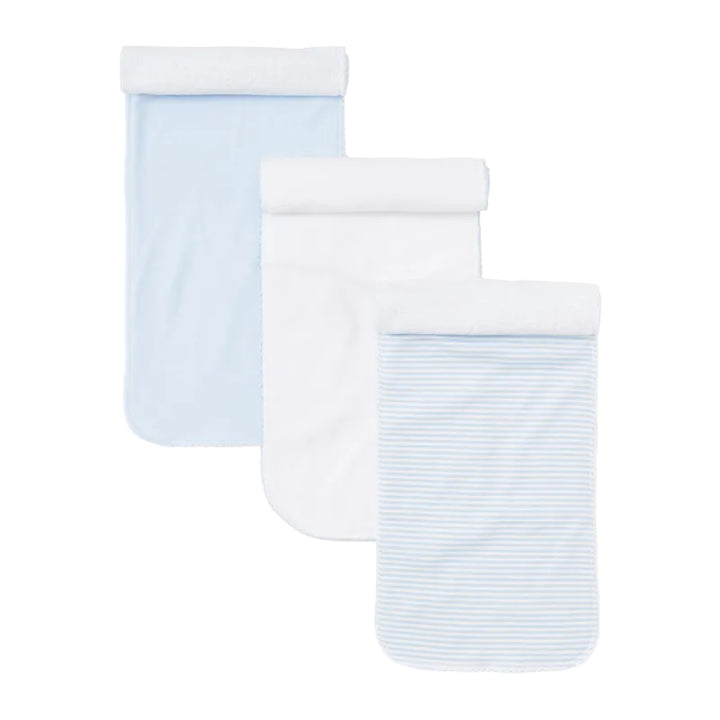 Blue Stripe 3 Pack Burp Set w/ Tulle Bag