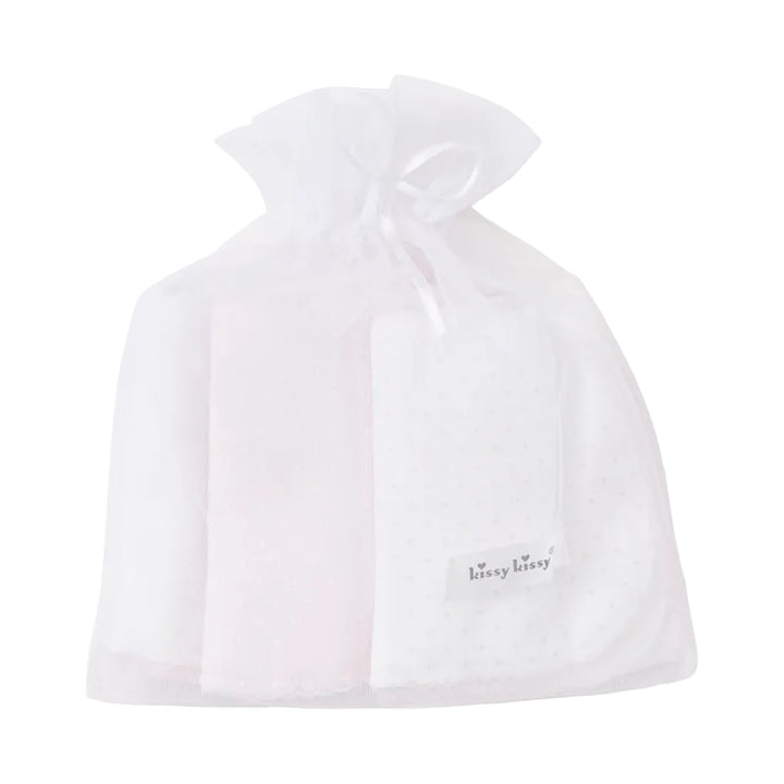 Pink Dot 3 Pack Burp Set w/ Tulle Bag