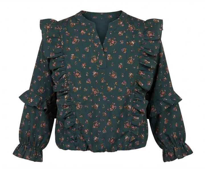 Katie Top Evergreen Vintage Floral