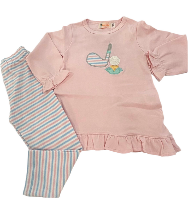 Striped Straight Leggings Light Sky Blue