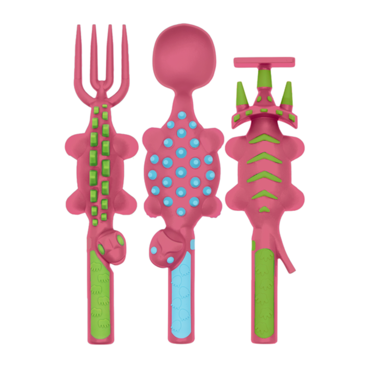 Pink Set of 3 Dino Utensils