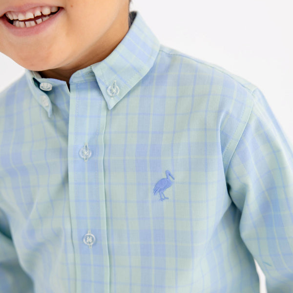 Dean`s List Dress Shirt Audubon Park Plaid with Sarasota Sky Stork