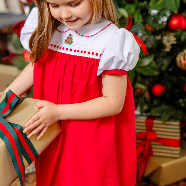 Mary Dal Dress Richmond Red &amp; Worth Avenue White with Christmas Tree
