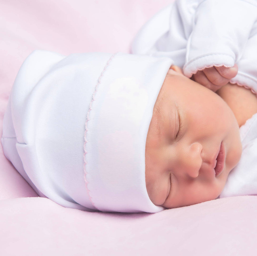 Essentials White Hat with Pink Trim