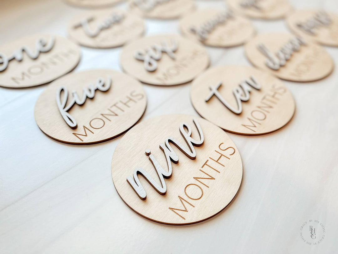 3D Wooden Monthly Milestone Discs For Baby Photos