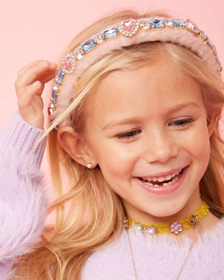Super Smalls - Bedazzled Fuzzy Pink Headband