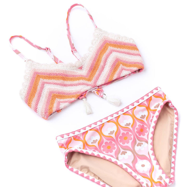 Summer Sorbet Girls Crochet Tie Back Two Piece Swimsuit