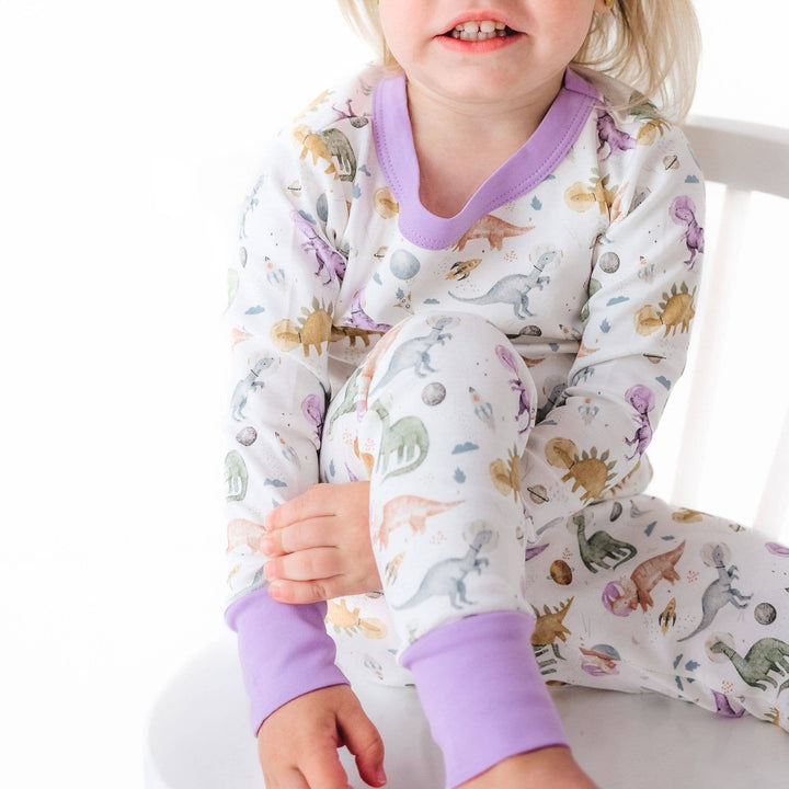 Cosmic Dinos Long Pajamas - Wisteria