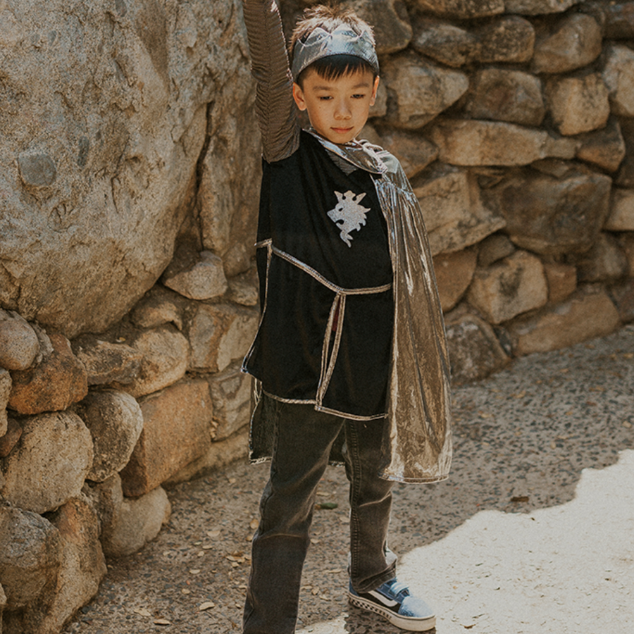 Silver Knight Set with Tunic, Cape and Crown