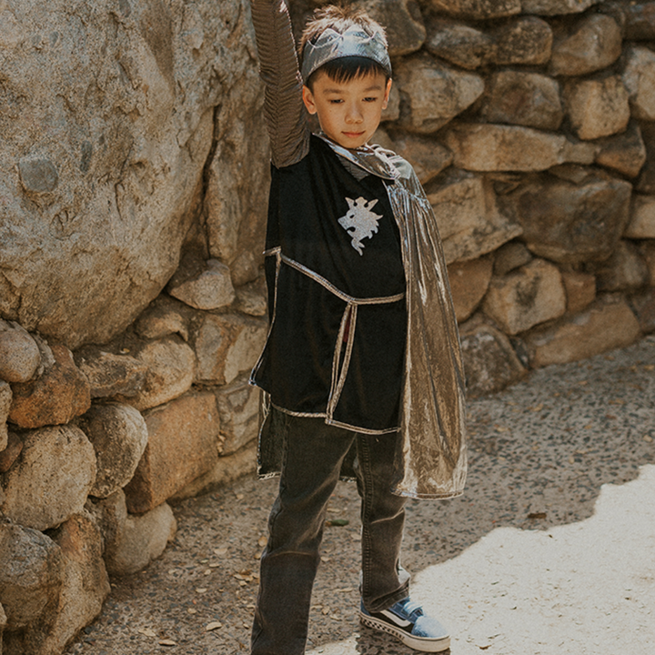 Silver Knight Set with Tunic, Cape and Crown