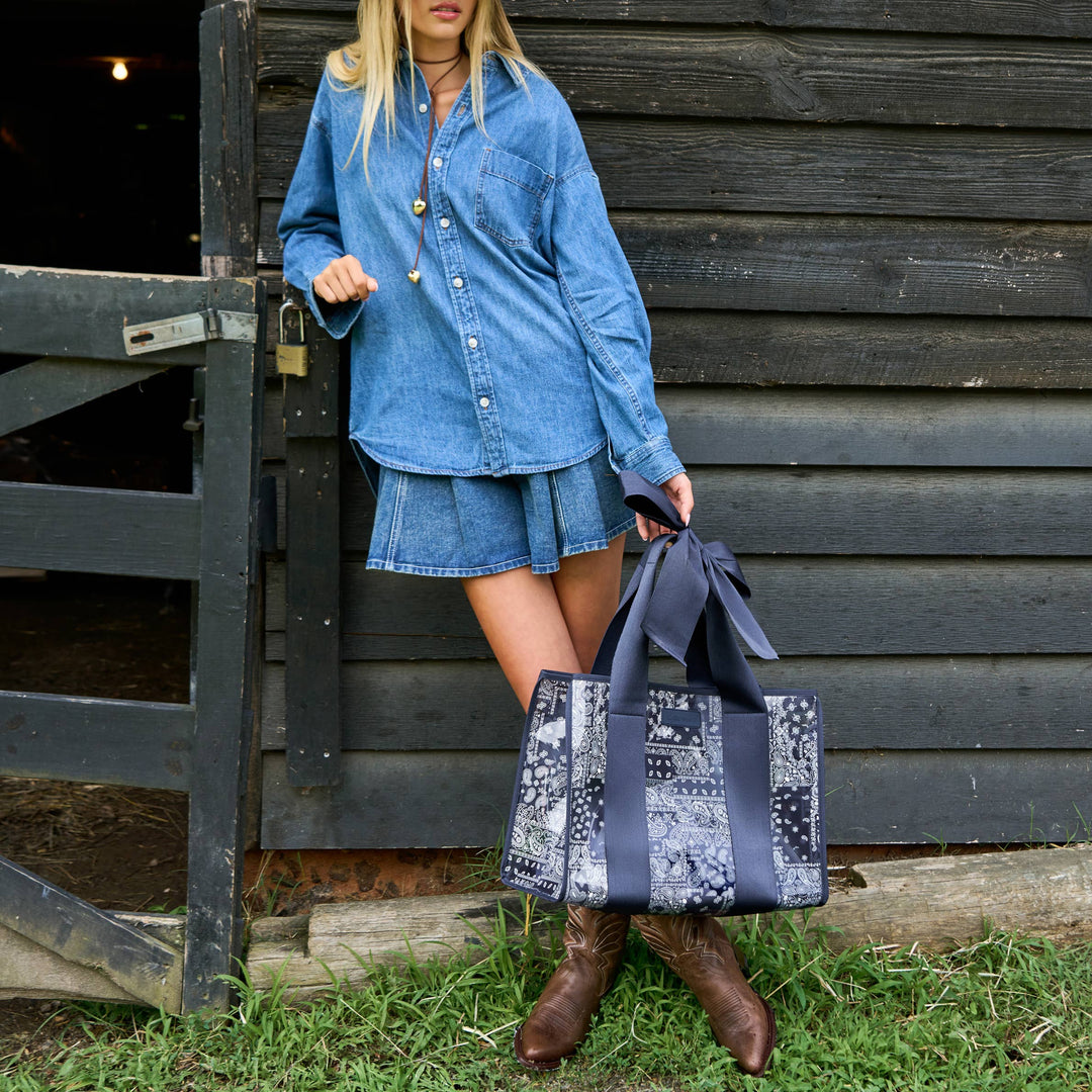 Navy Bandana Bow Jelly Tote Bag