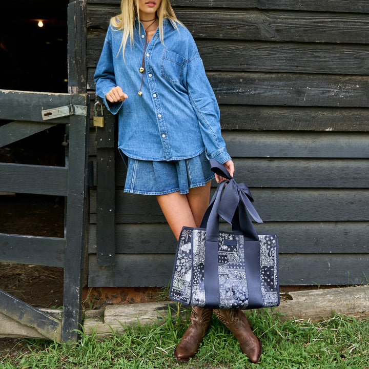 Navy Bandana Bow Jelly Tote Bag