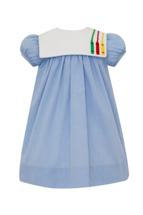 Peri Blue Gingham Girls Dress