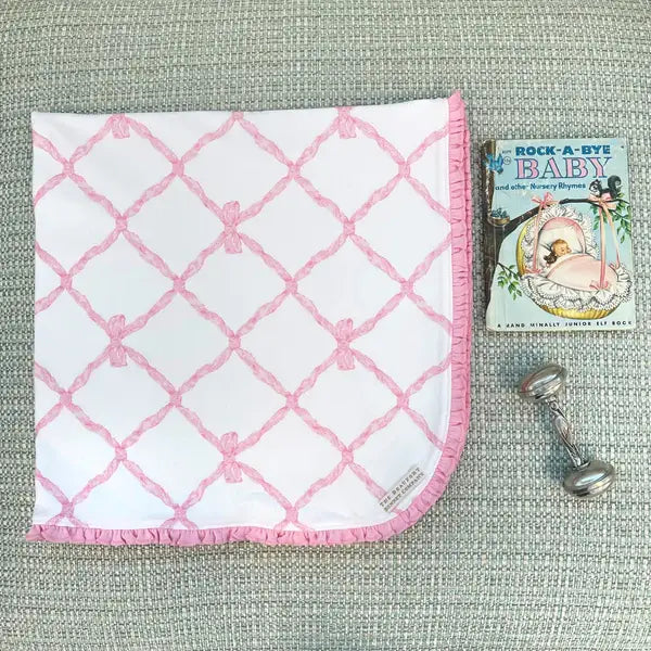 Baby Buggy Blanket Belle Meade Bow/Pier Party Pink