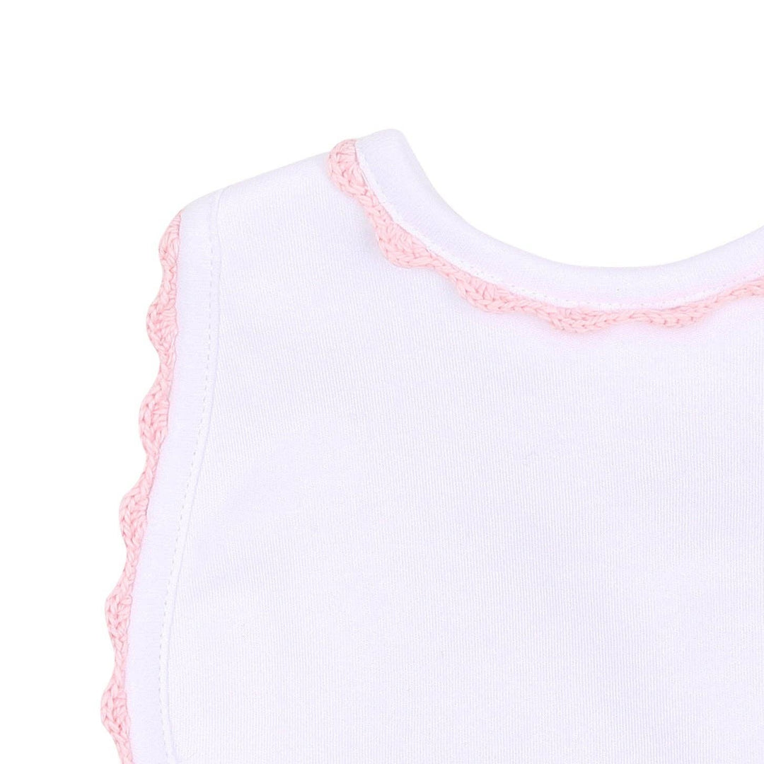 Baby Joy Bib with Pink Crochet Trim