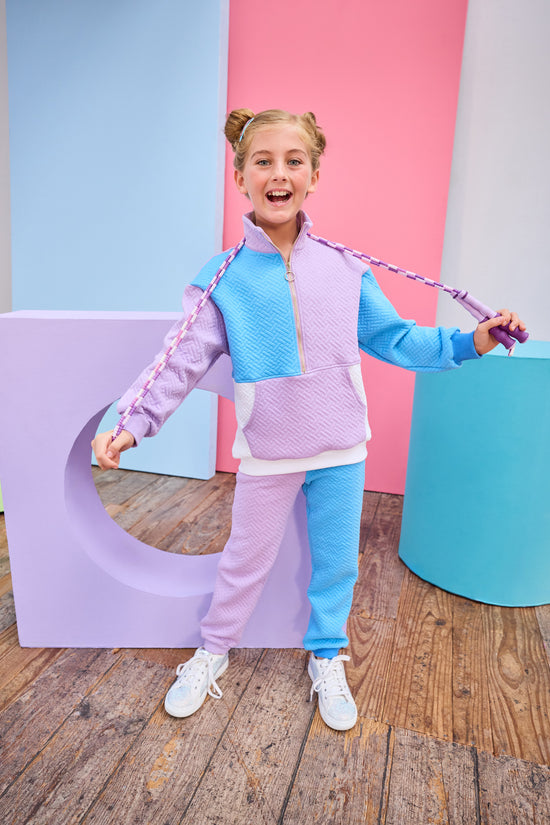 Color Block Jogger - Lavender &amp; Blue Quilted Trellis