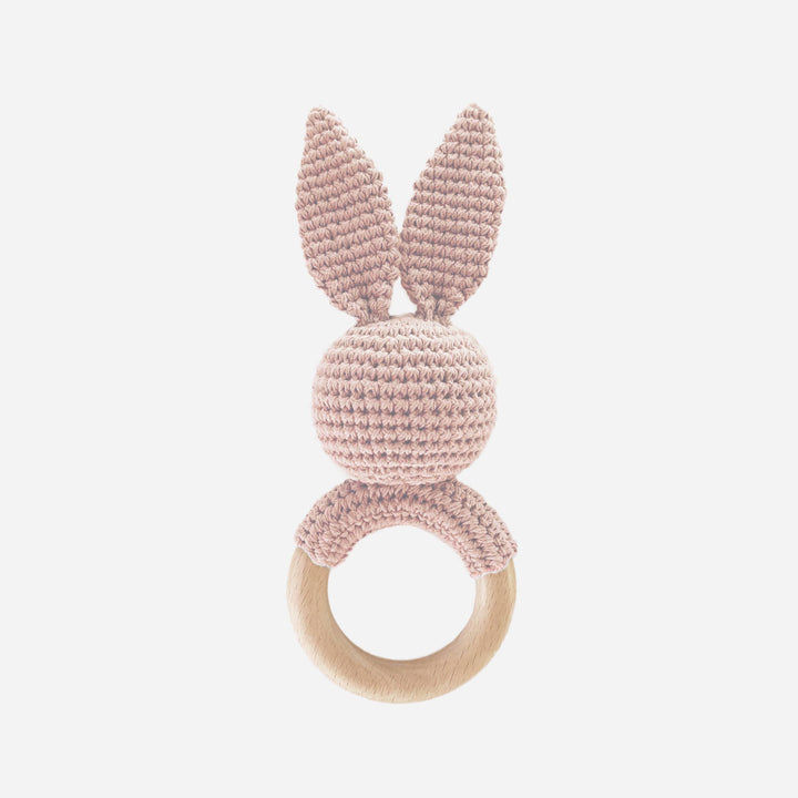 Teether Bunny Pink Easter Rattle Spring Summer Baby Gift