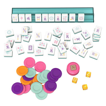 Mahjong Tie Set in Colorful Carrying Case
