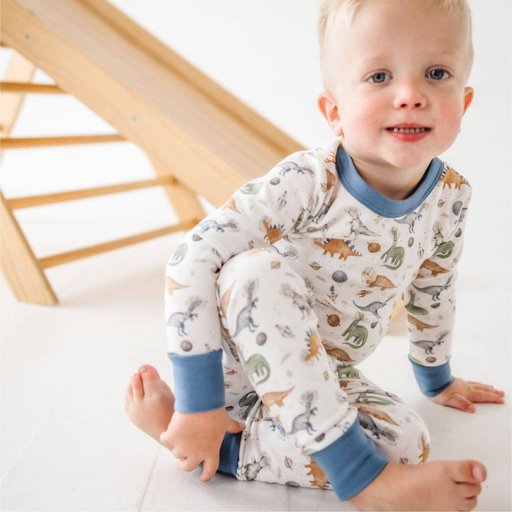 Cosmic Dinos Long Pajamas - Cobalt Blue