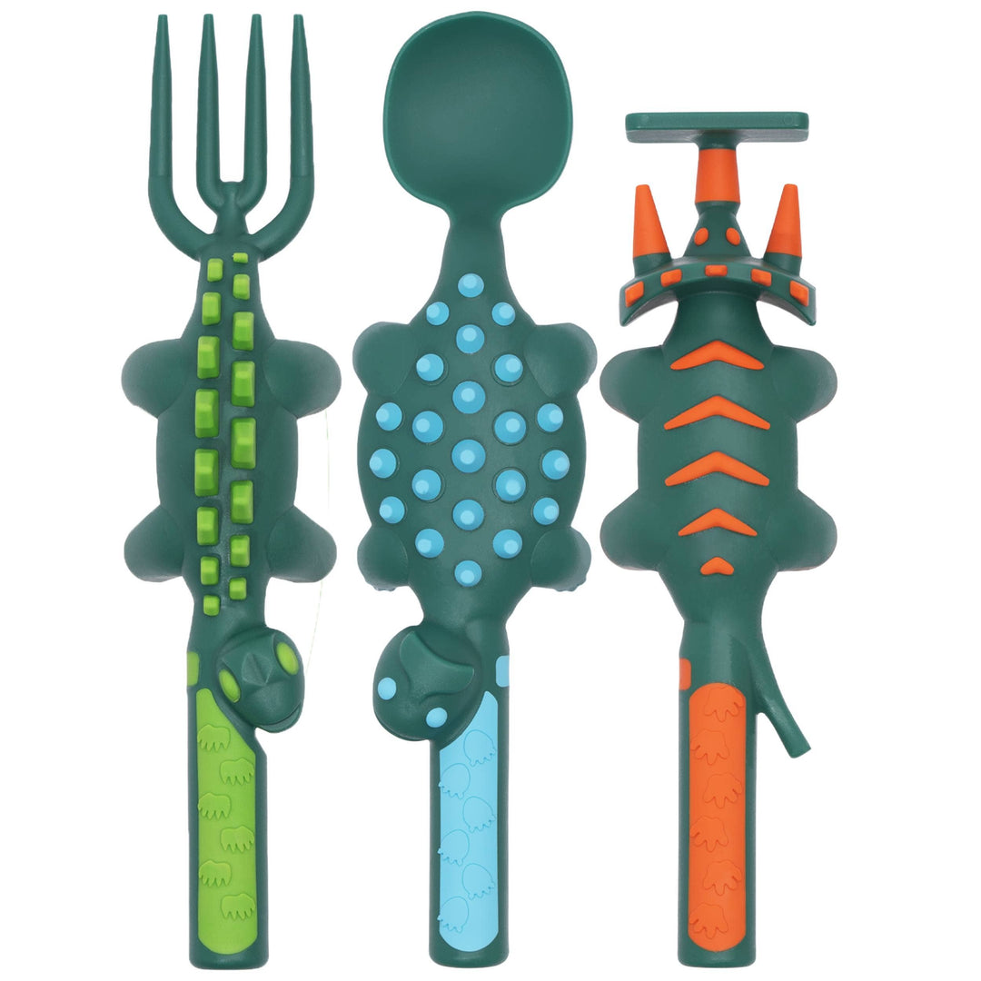 Green Set of 3 Dino Utensils