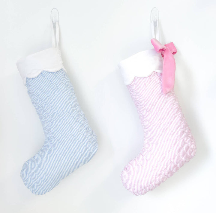 Quilted Seersucker Scalloped Stocking
