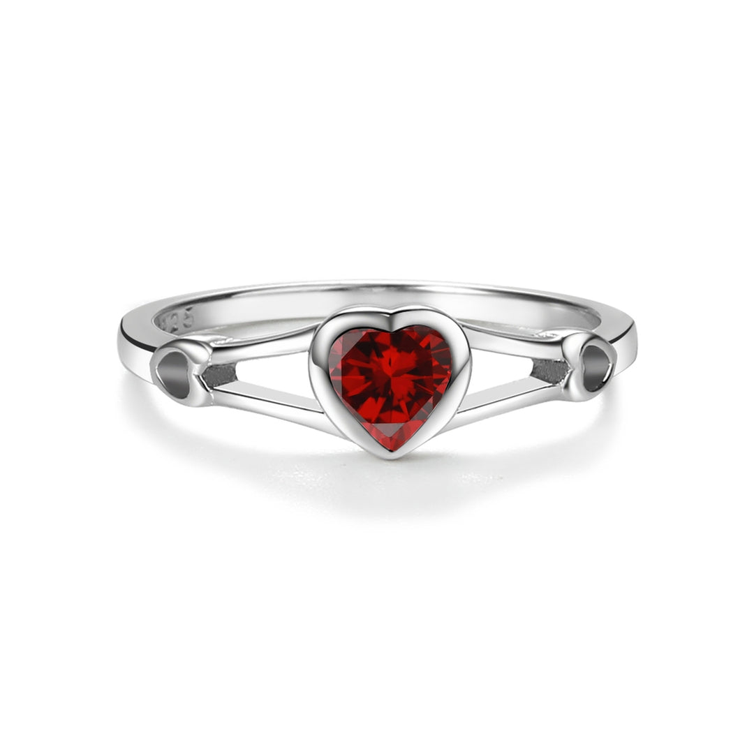 Kids Sterling Silver Heart Birthstone Ring (Baby - Tween)