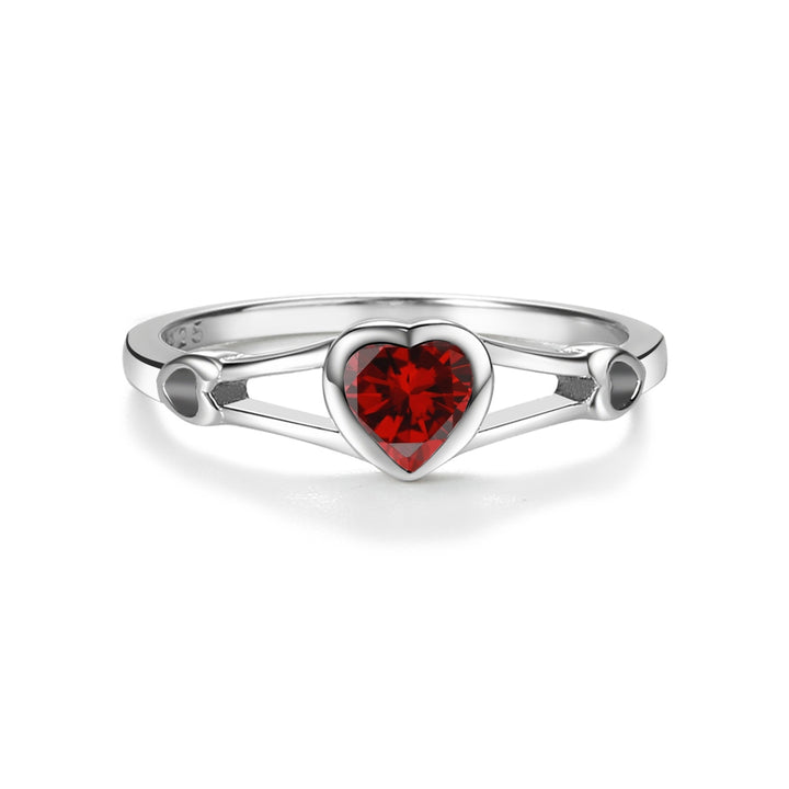 Kids Sterling Silver Heart Birthstone Ring (Baby - Tween)