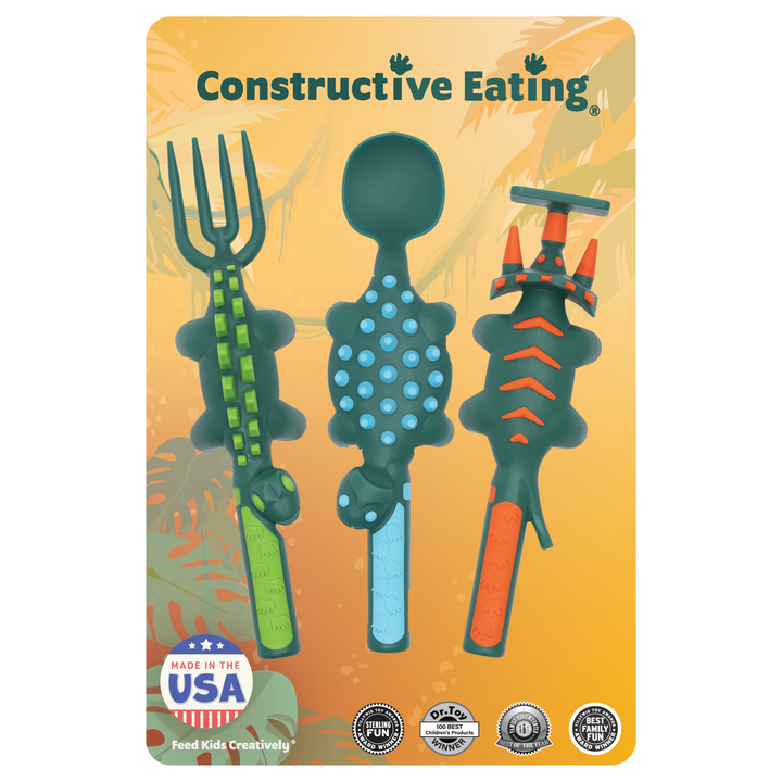 Green Set of 3 Dino Utensils