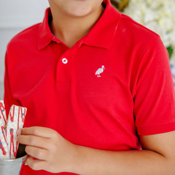 Prim &amp; Proper Polo &amp; Onesie Richmond Red with Worth Avenue White Stork
