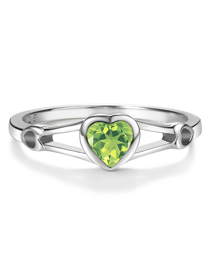 Kids Sterling Silver Heart Birthstone Ring (Baby - Tween)
