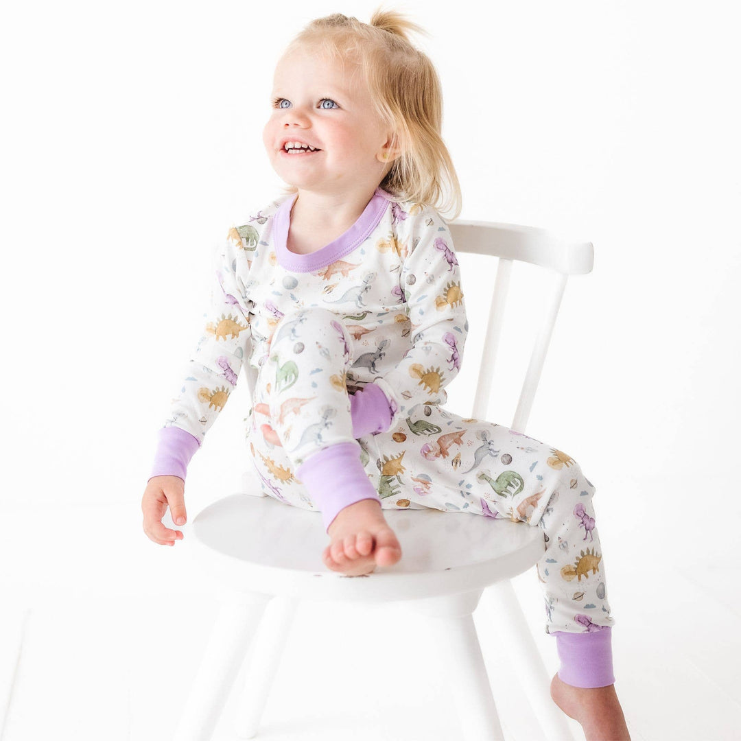 Cosmic Dinos Long Pajamas - Wisteria